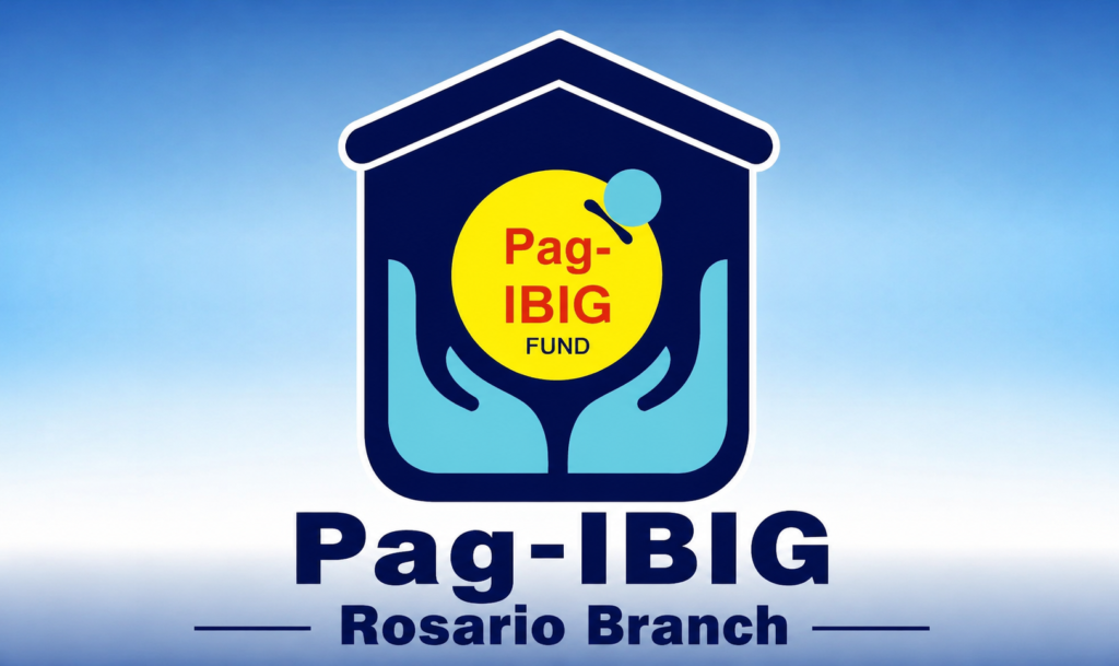 Pag-IBIG Fund Rosario Branch logo in Cavite, Philippines, offering membership, housing loan, MP2 savings, and loan services.